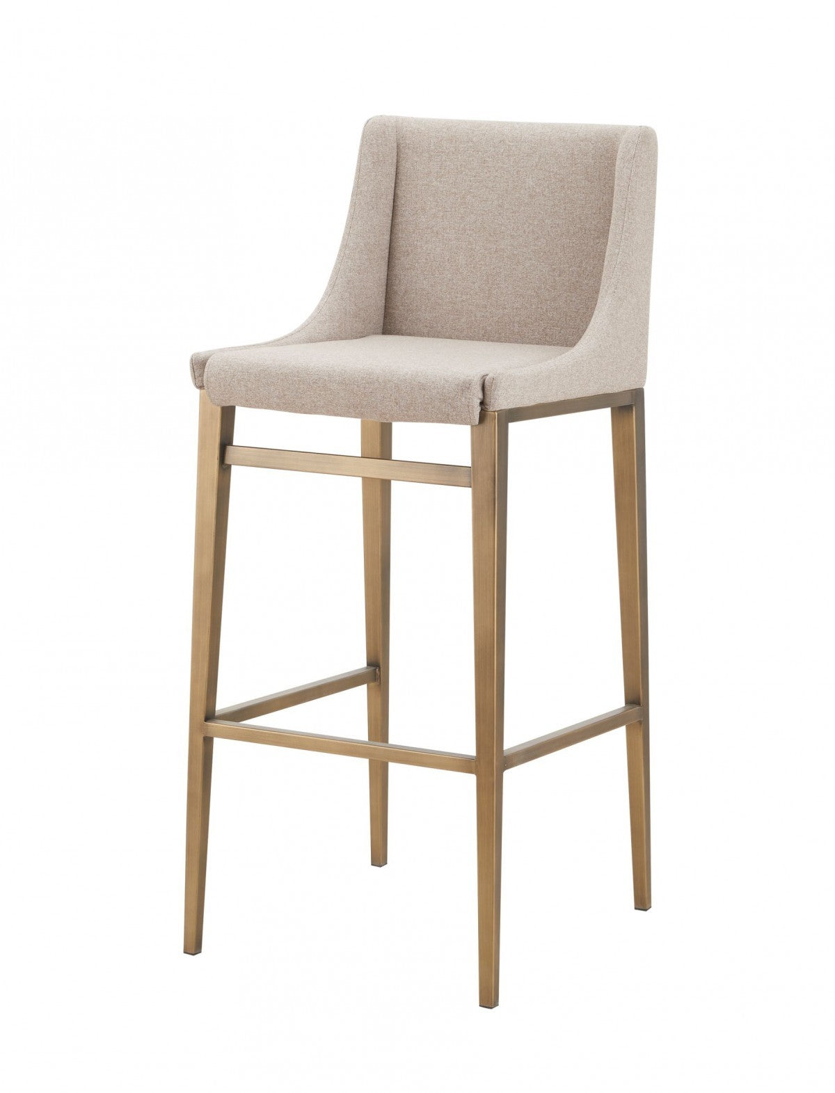 Set of Two 40" Beige and Gold Full Back Contemporary Bar Chair