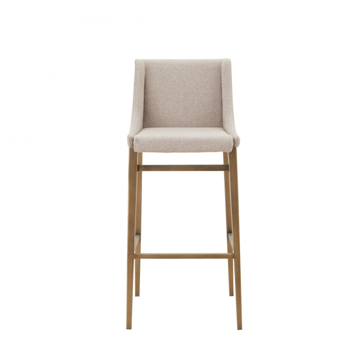 Set of Two 40" Beige and Gold Full Back Contemporary Bar Chair