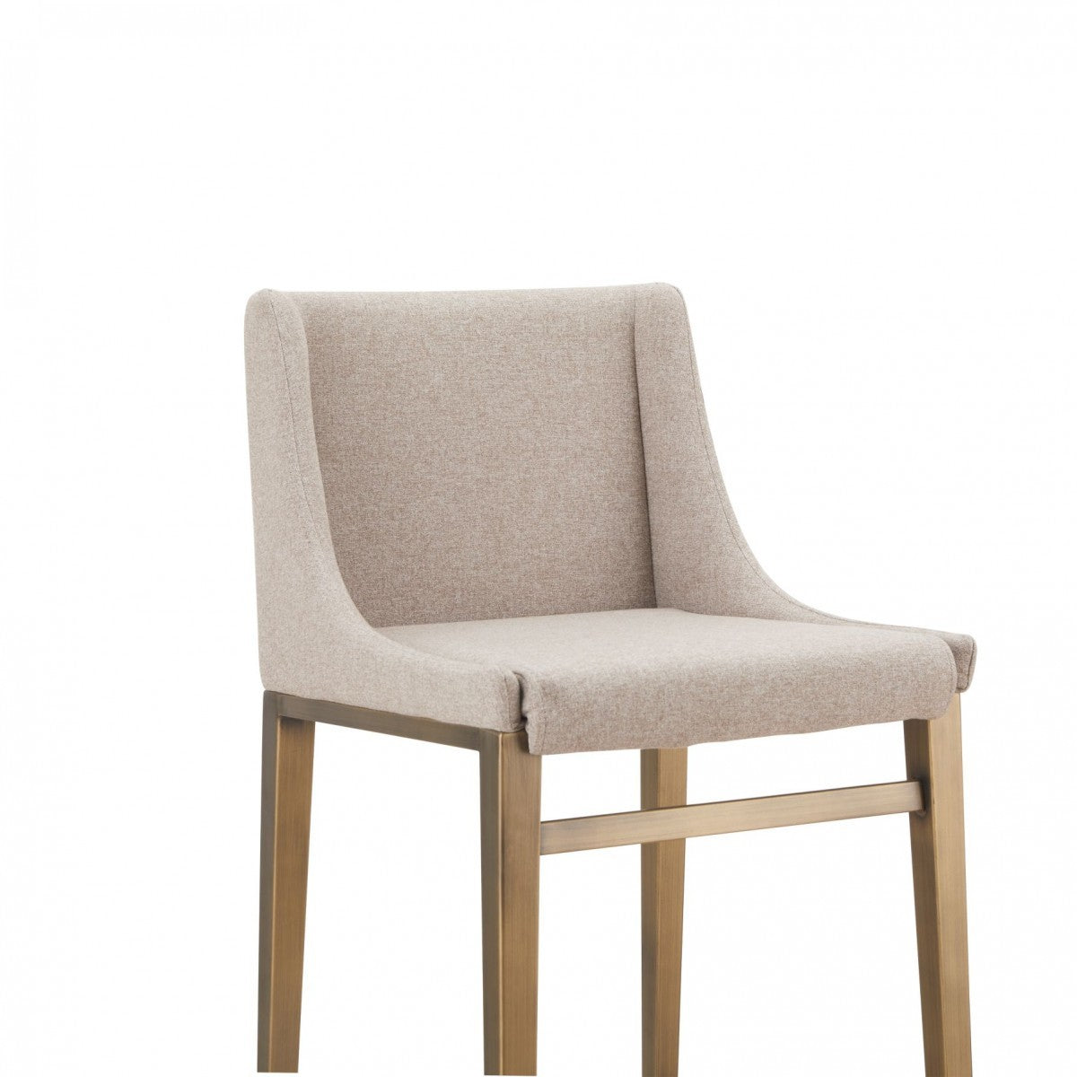 Set of Two 40" Beige and Gold Full Back Contemporary Bar Chair