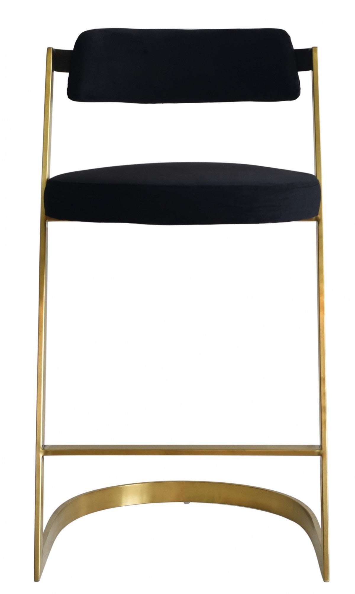 36" Black and Gold Velvet Slant Base Bar Chair