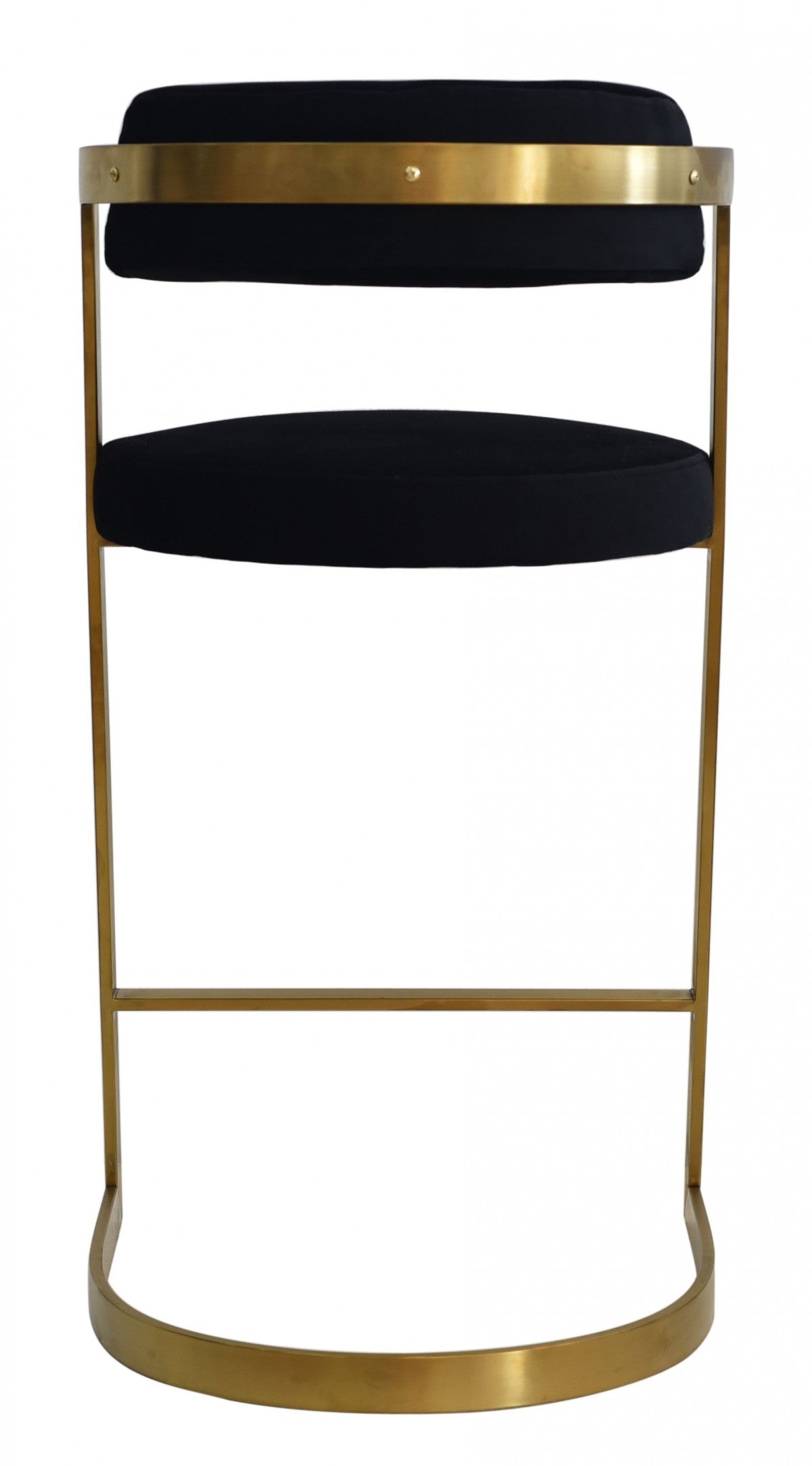 36" Black and Gold Velvet Slant Base Bar Chair