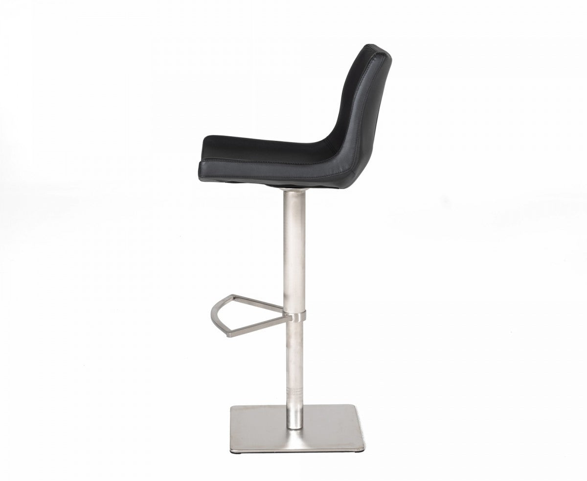 43" Black and Silver Faux Leather Swivel Bar Chair