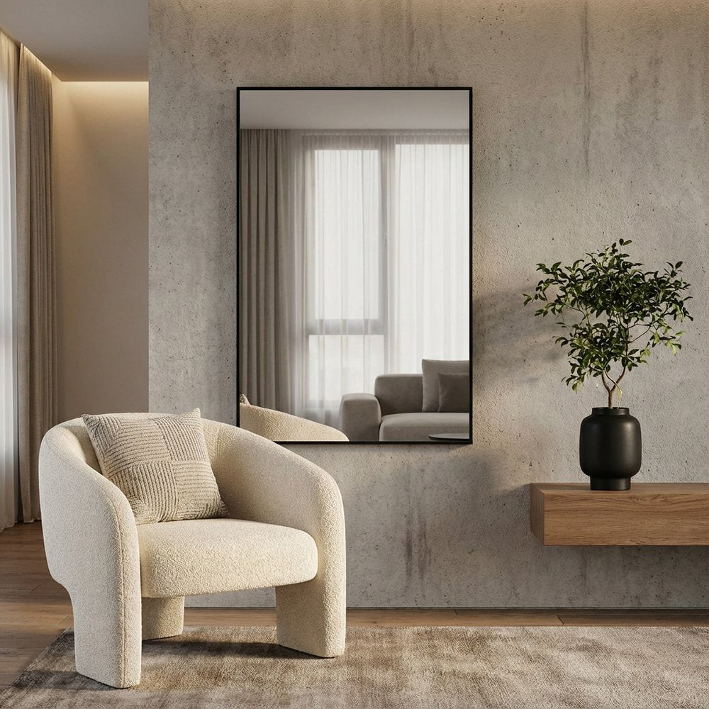 51" Black Metal Framed Full Length Mirror