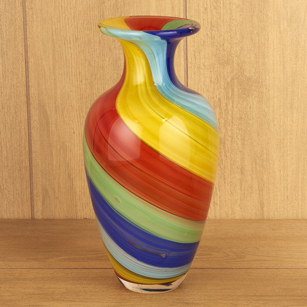 10" Rainbow Murano Style Handcrafted Watertight Vase