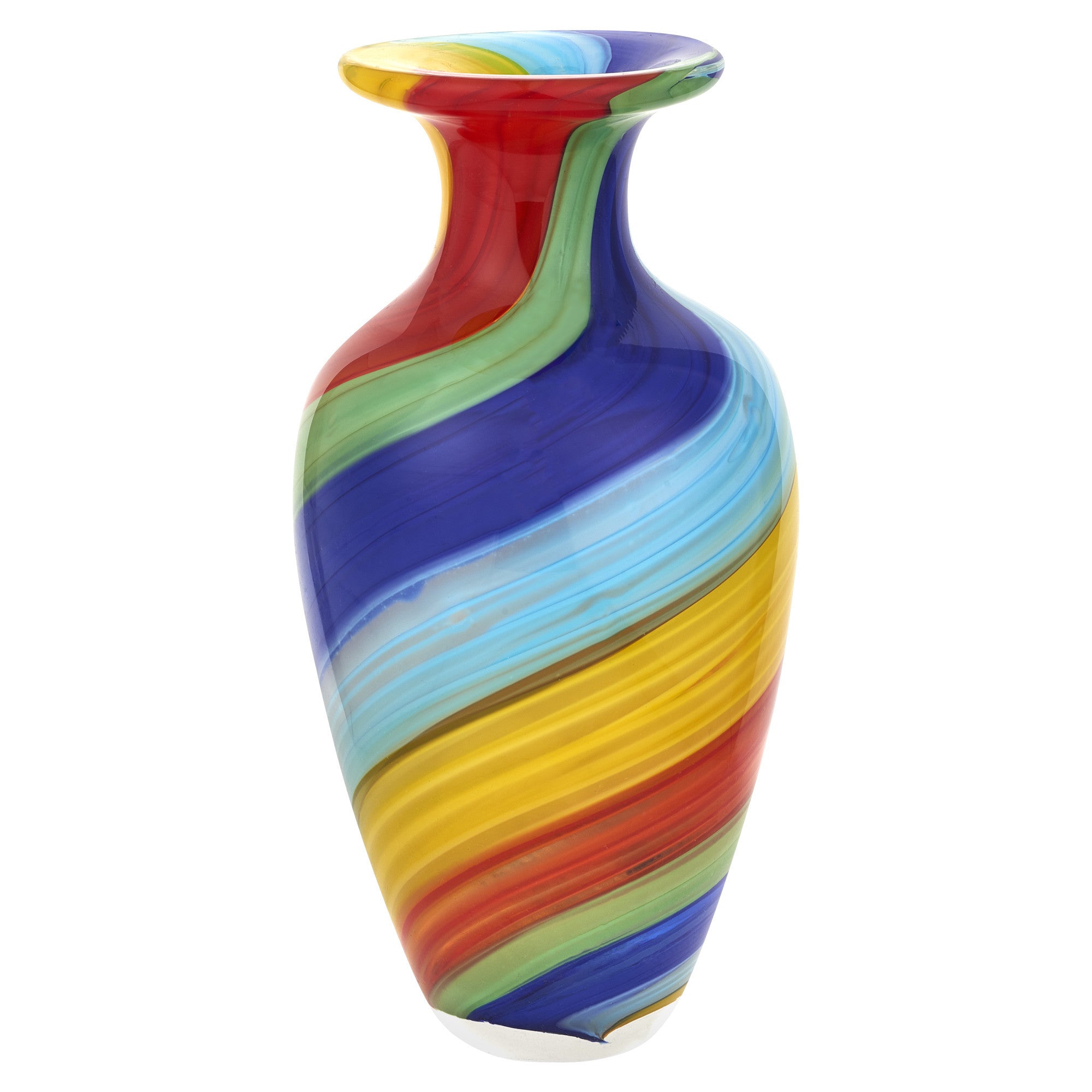 10" Rainbow Murano Style Handcrafted Watertight Vase