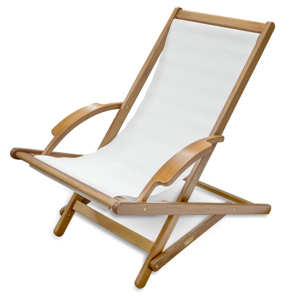 27" White Solid Wood Outdoor Lounge Chair