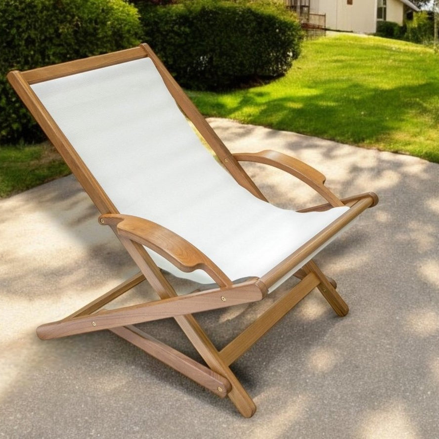 27" White Solid Wood Outdoor Lounge Chair