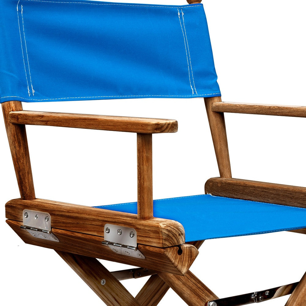 23" Blue And Brown Outdoor Director Chair