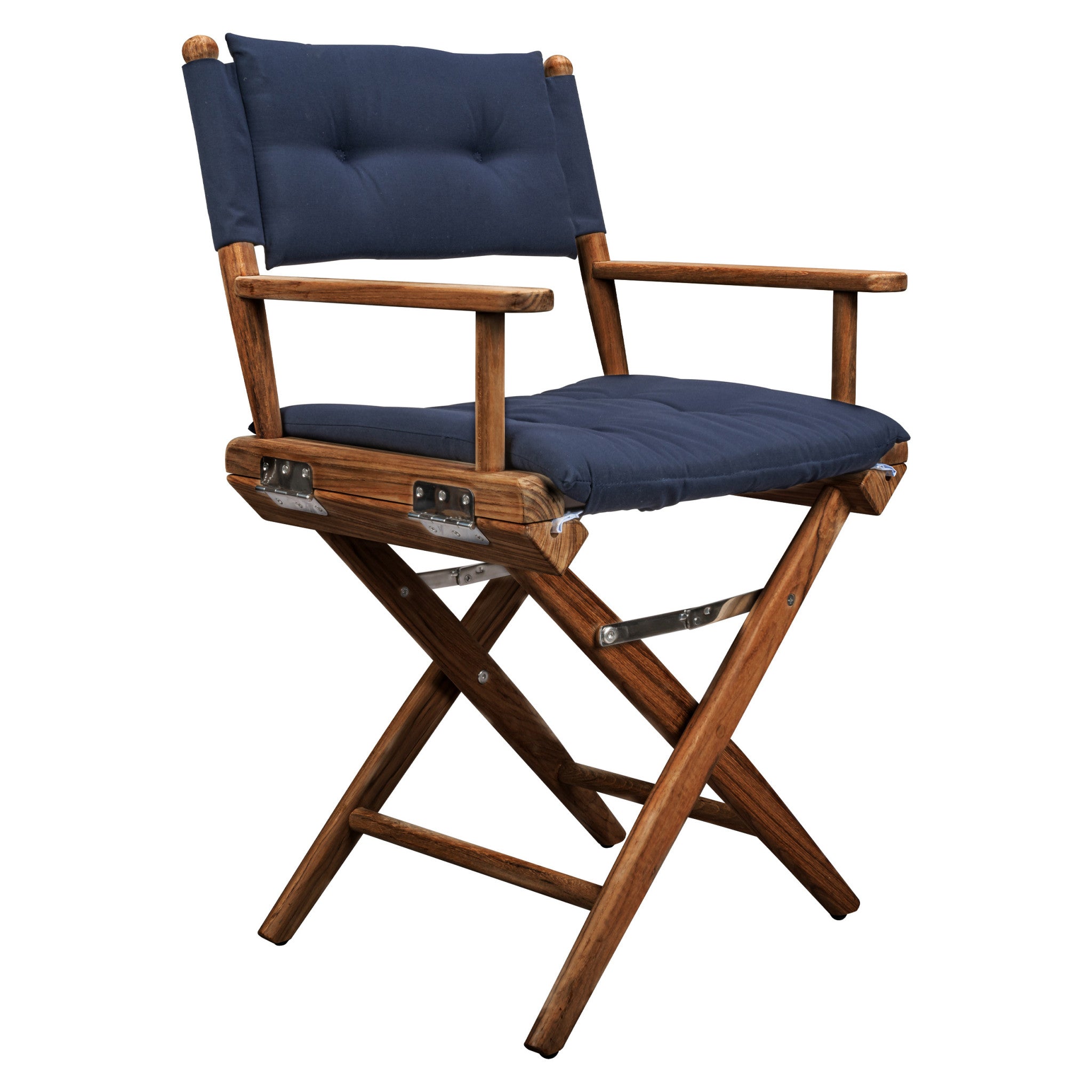 23" Navy Blue and Brown Outdoor Director Chair