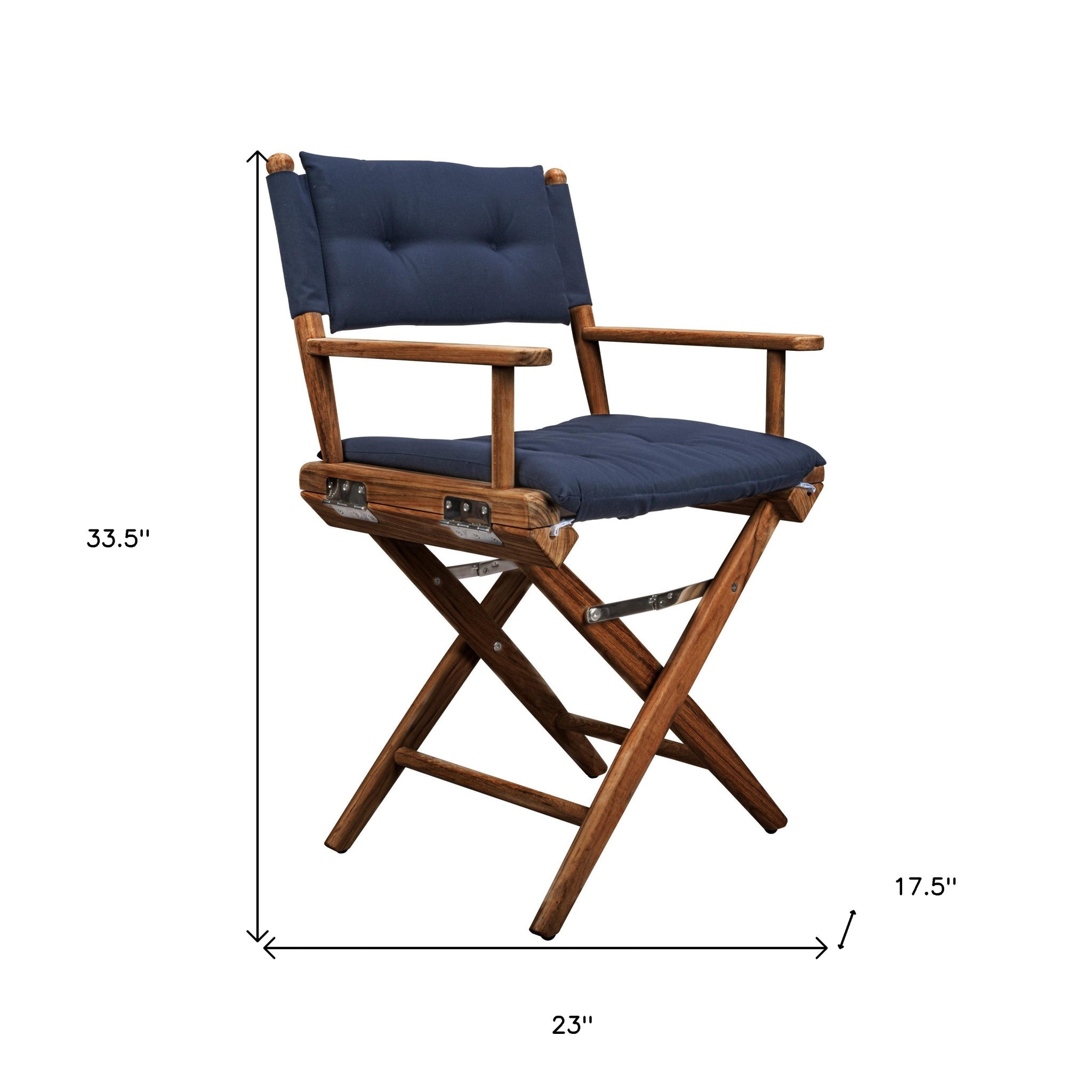 23" Navy Blue and Brown Outdoor Director Chair