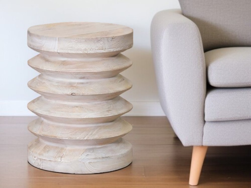 18" White Wood Spring End Table