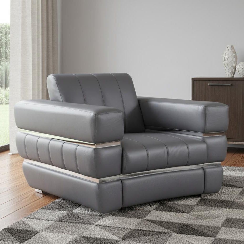 48" Italian Leather Contemporary Club Chair
