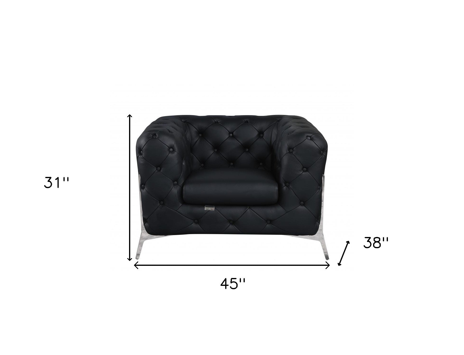 45" Modern Italian Leather Chesterfield Chair