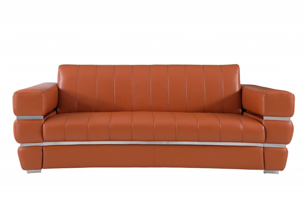 89" Italian Leather Contemporary Sofa