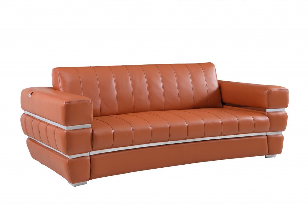 89" Italian Leather Contemporary Sofa