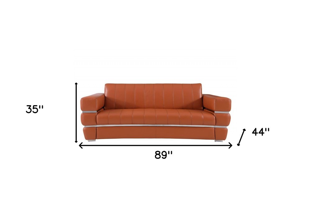 89" Italian Leather Contemporary Sofa
