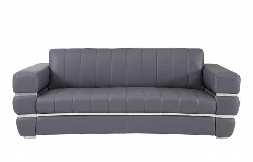 89" Italian Leather Contemporary Sofa