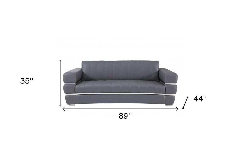 89" Italian Leather Contemporary Sofa
