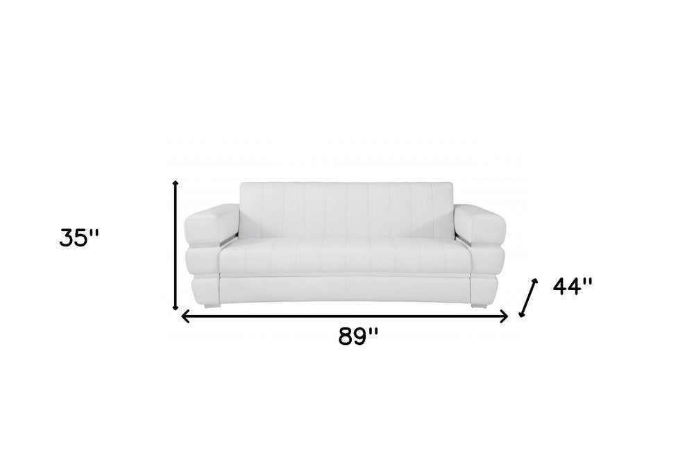 89" Italian Leather Contemporary Sofa