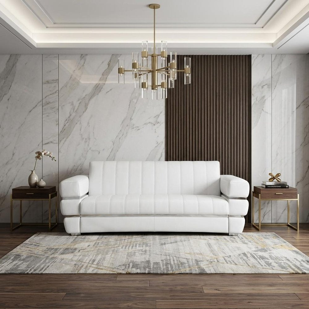 89" Italian Leather Contemporary Sofa