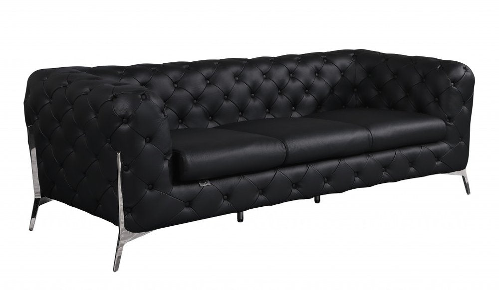 93" Modern Italian Leather Chesterfield Sofa