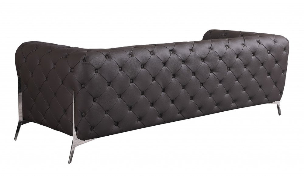 93" Modern Italian Leather Chesterfield Sofa