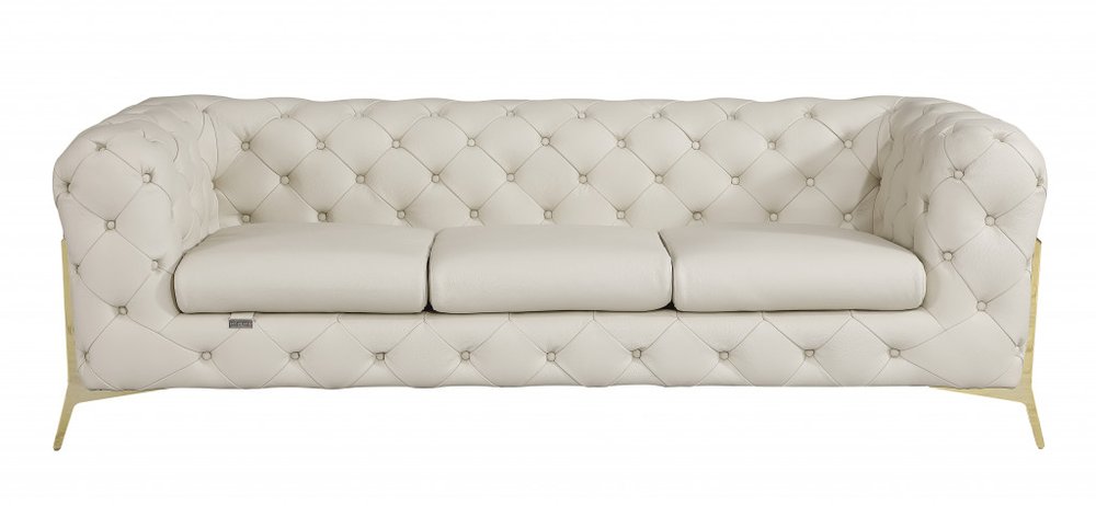 93" Modern Italian Leather Chesterfield Sofa