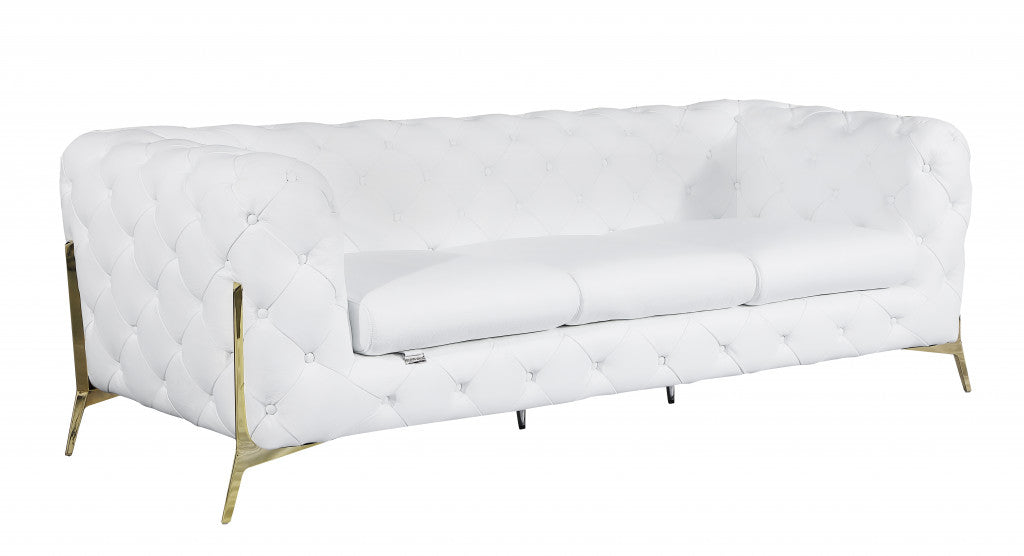 93" Modern Italian Leather Chesterfield Sofa