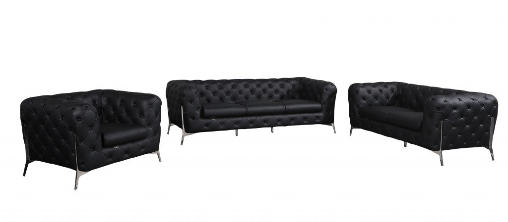 3 Piece Italian Leather 6-Seat Sofa Set