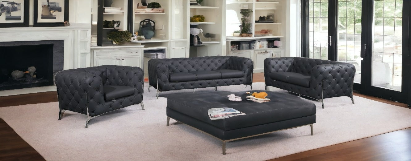 3 Piece Italian Leather 6-Seat Sofa Set