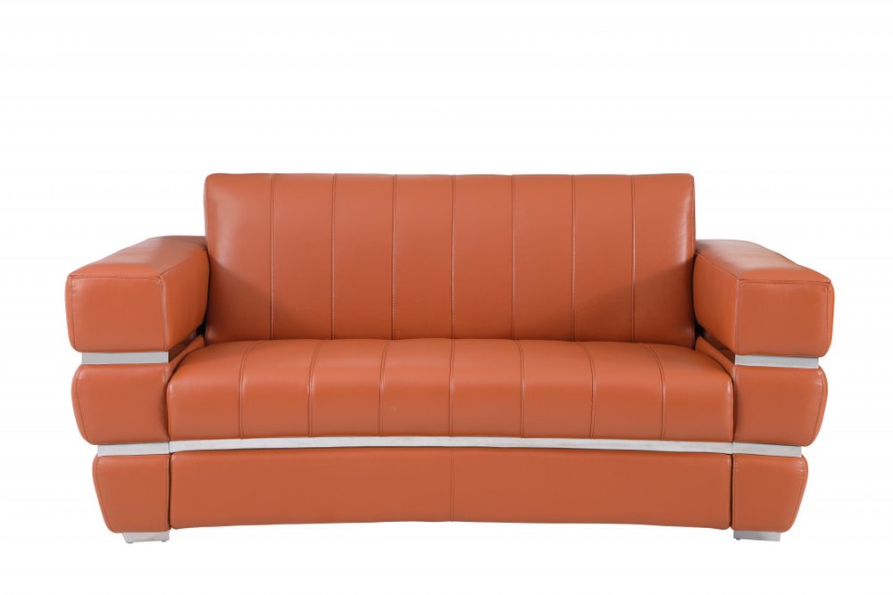 75" Italian Leather Vertical Tufted Loveseat