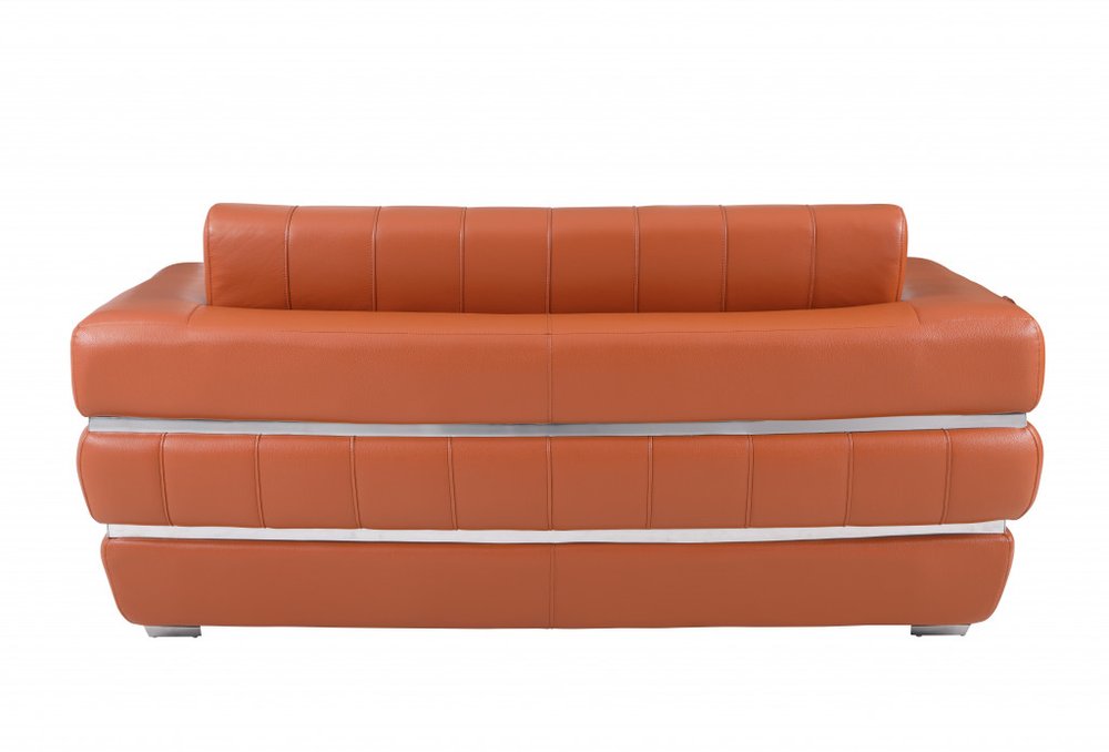 75" Italian Leather Vertical Tufted Loveseat