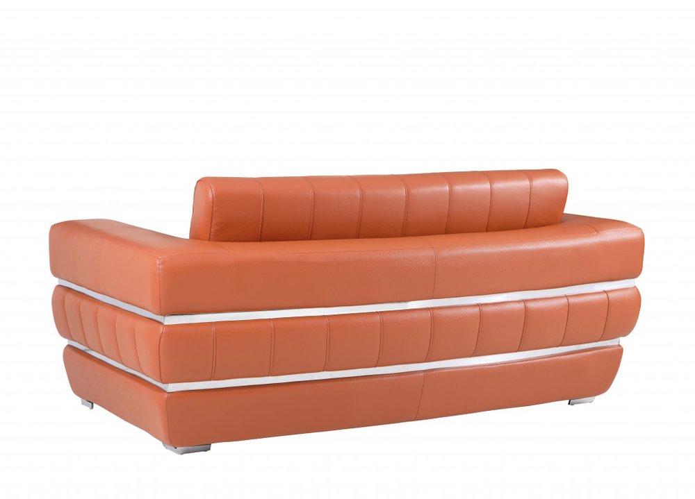 75" Italian Leather Vertical Tufted Loveseat