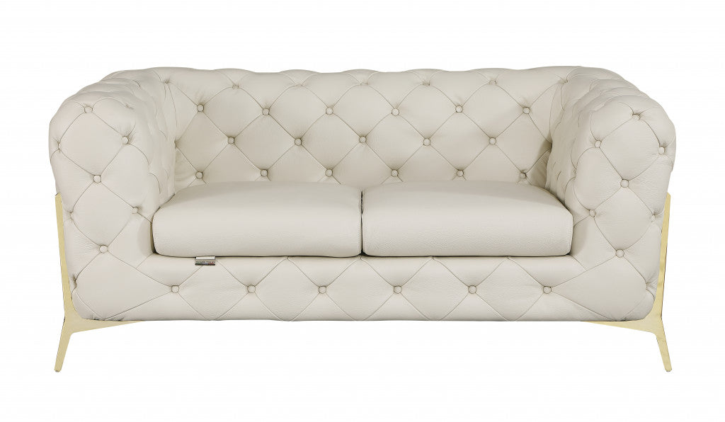 69" Modern Italian Leather Chesterfield Loveseat