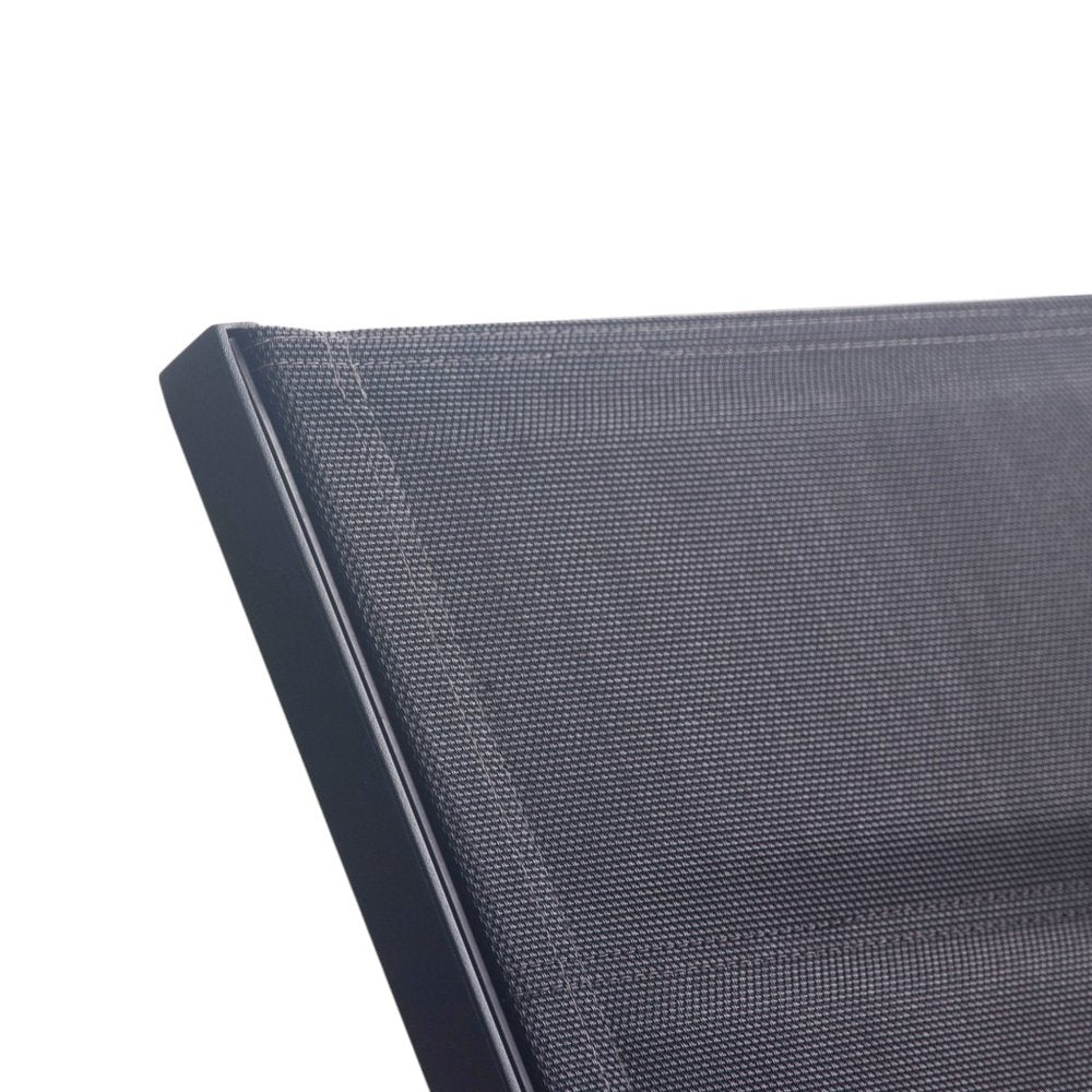 Set of Two Black Metal Outdoor Chaise Lounge Chairs