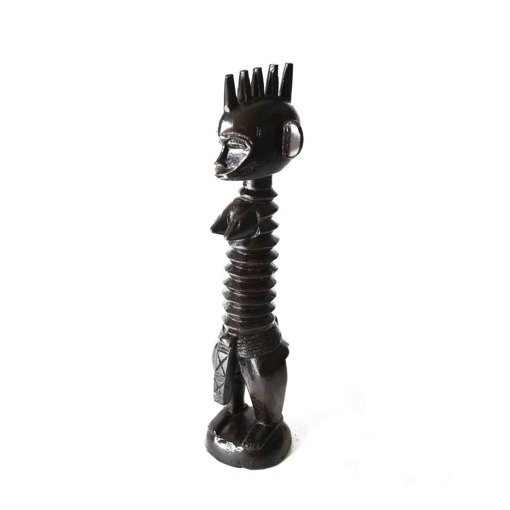 19" West African Black Hand Painted Senufo Statue