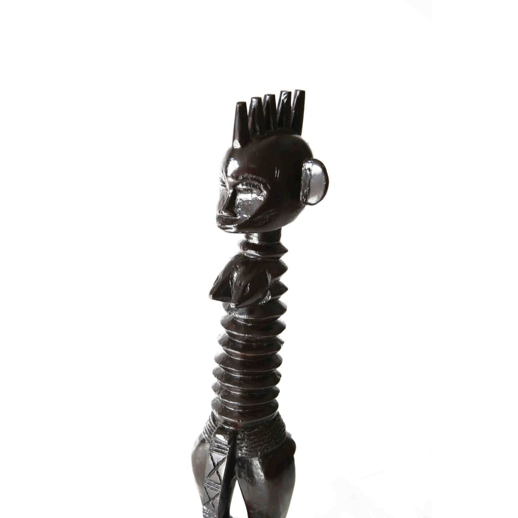 19" West African Black Hand Painted Senufo Statue