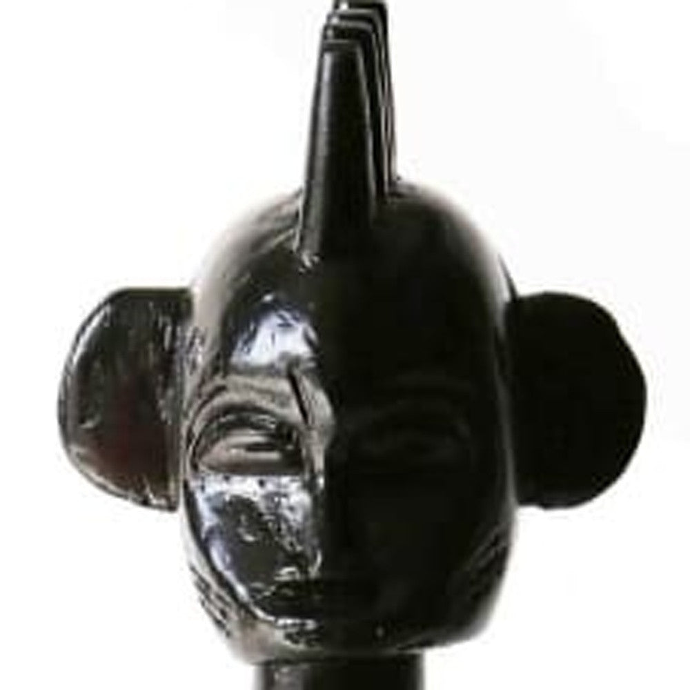 19" West African Black Hand Painted Senufo Statue