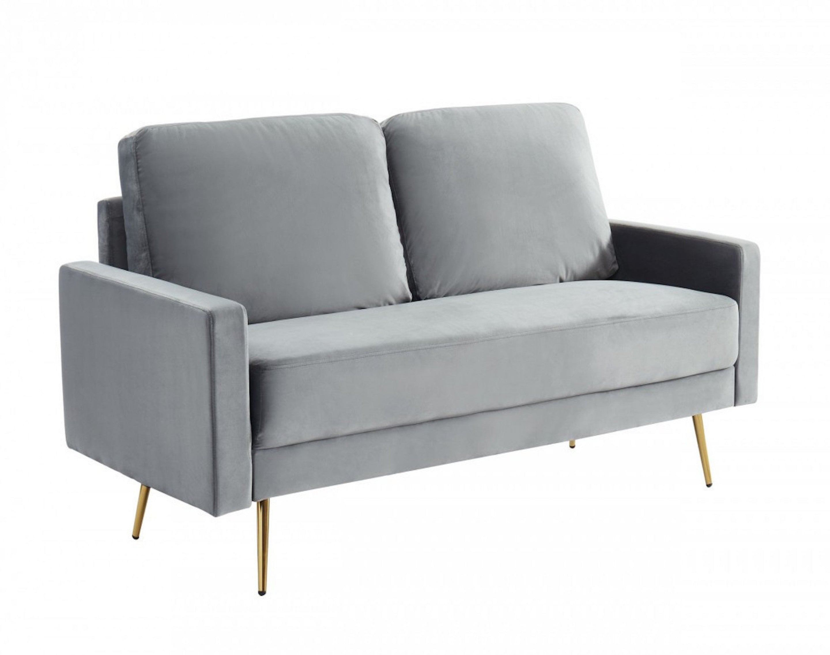 72" Gray Velvet Mid-Century Modern Sofa