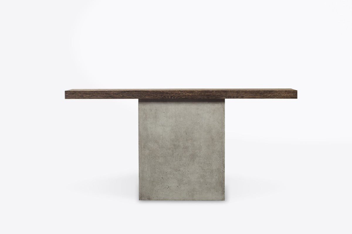 63" Gray and Brown Oak and Concrete Console Table