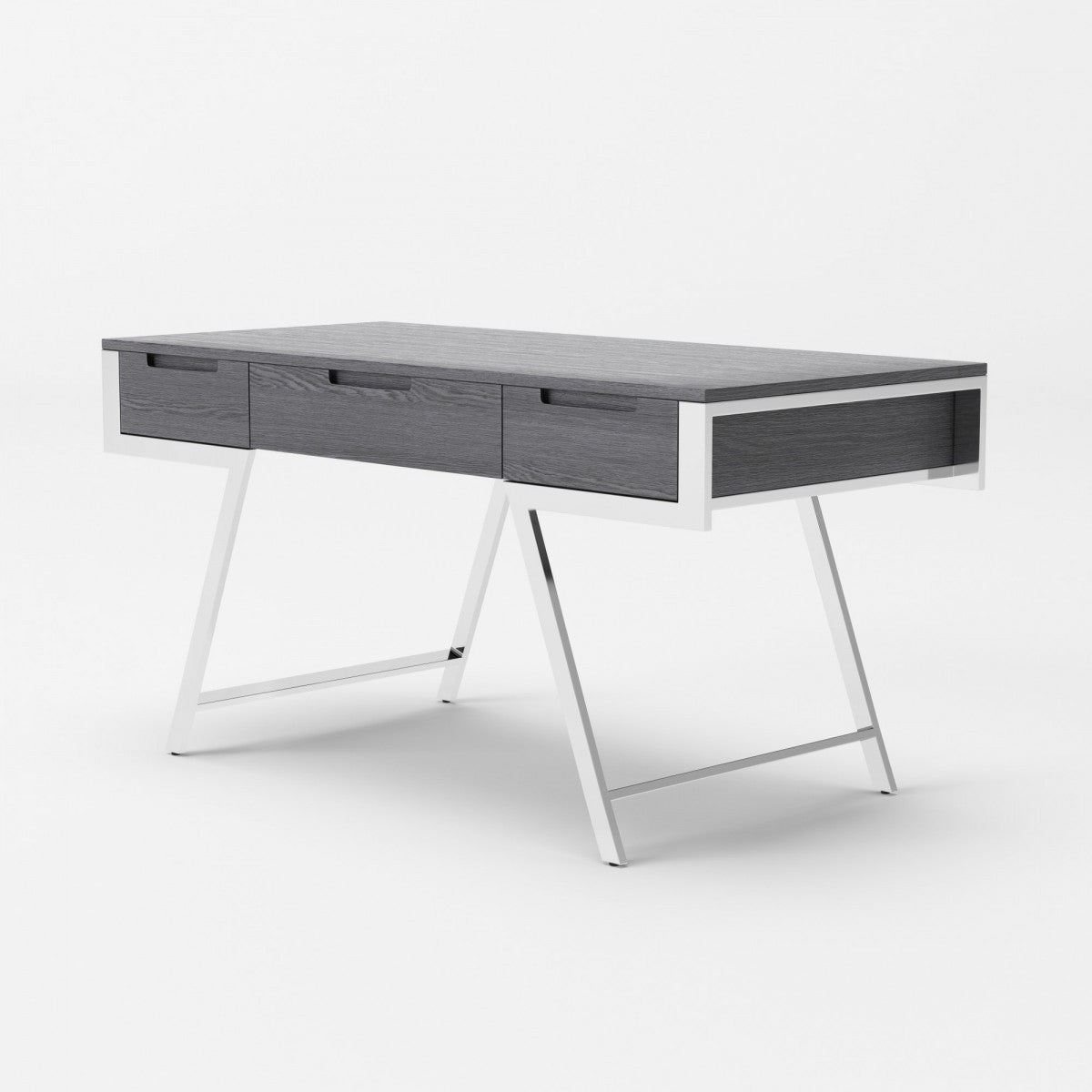 63" Gray and Chrome Writing Desk