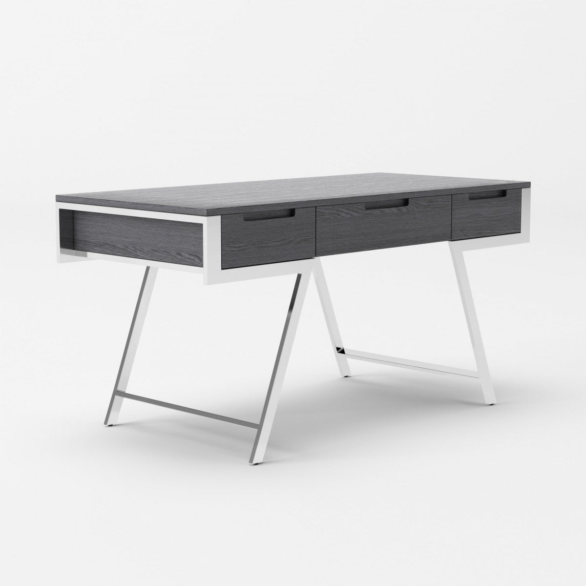 63" Gray and Chrome Writing Desk