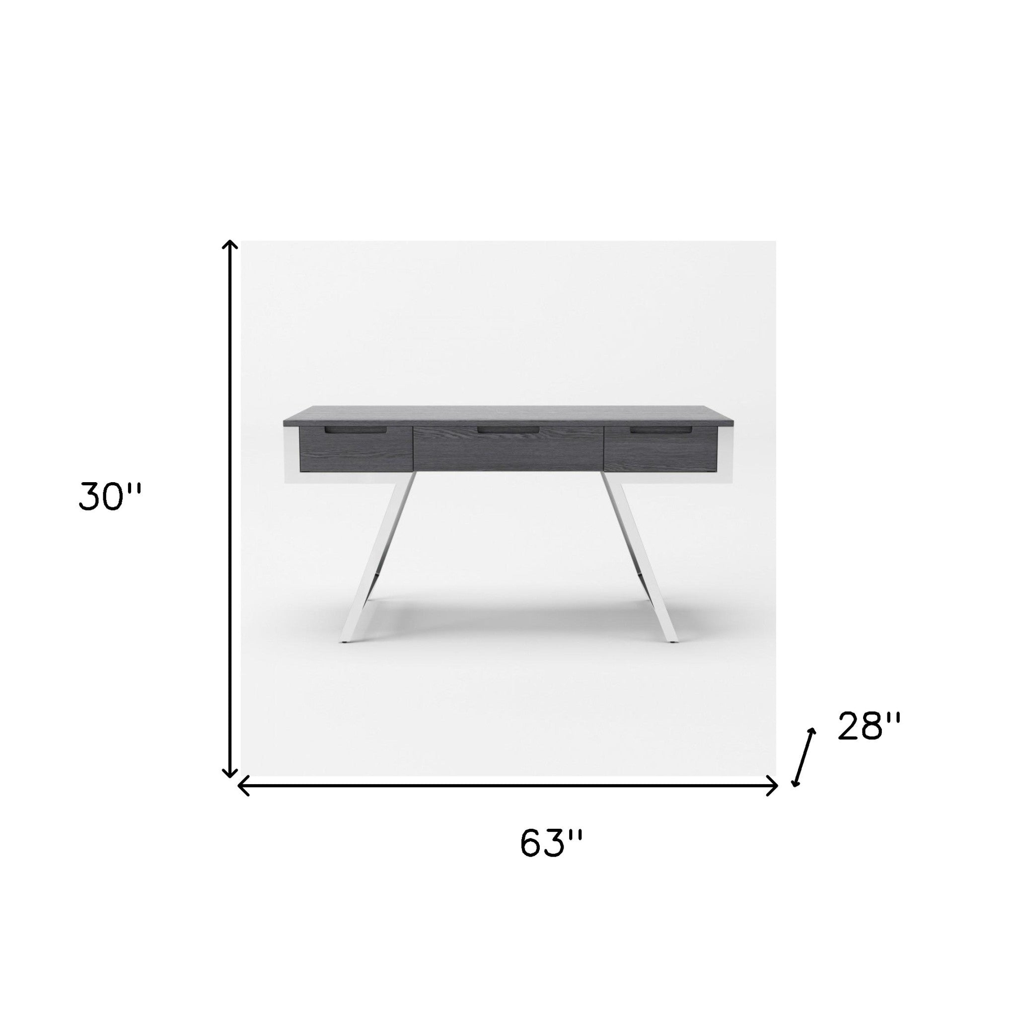 63" Gray and Chrome Writing Desk