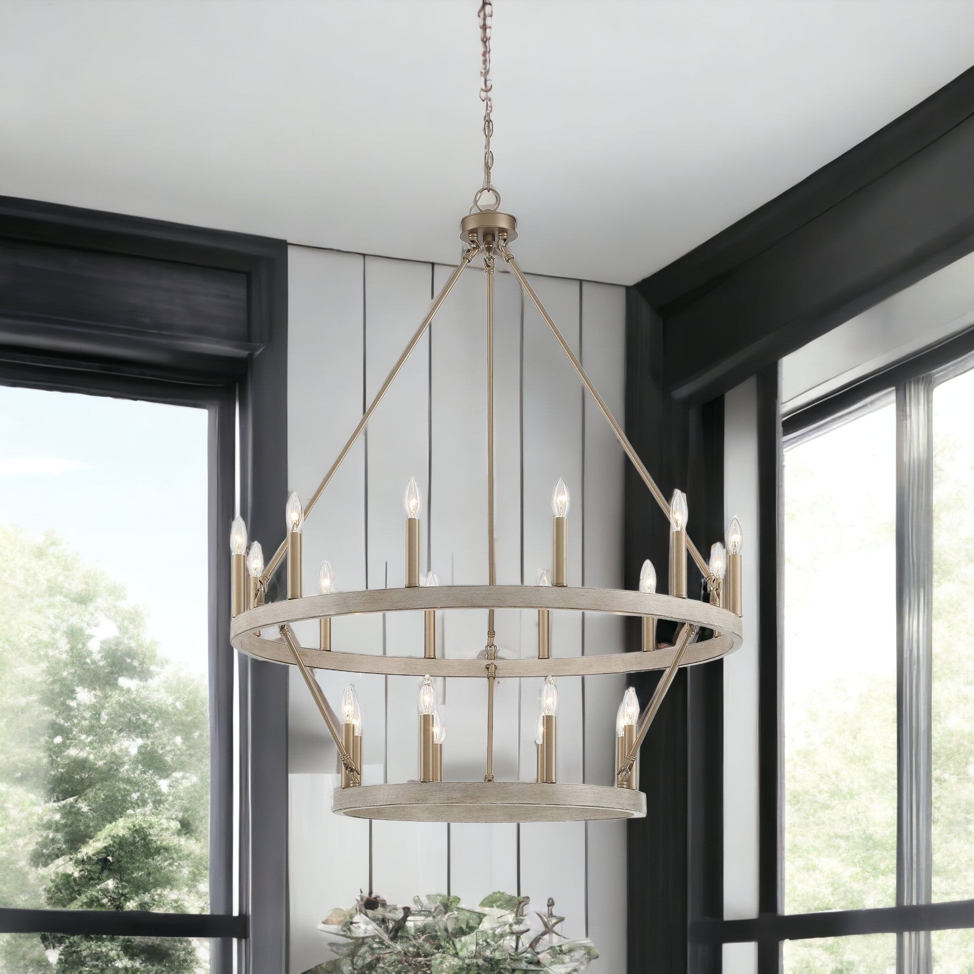 40" Dual Ring Contemporary Gothic Chandelier