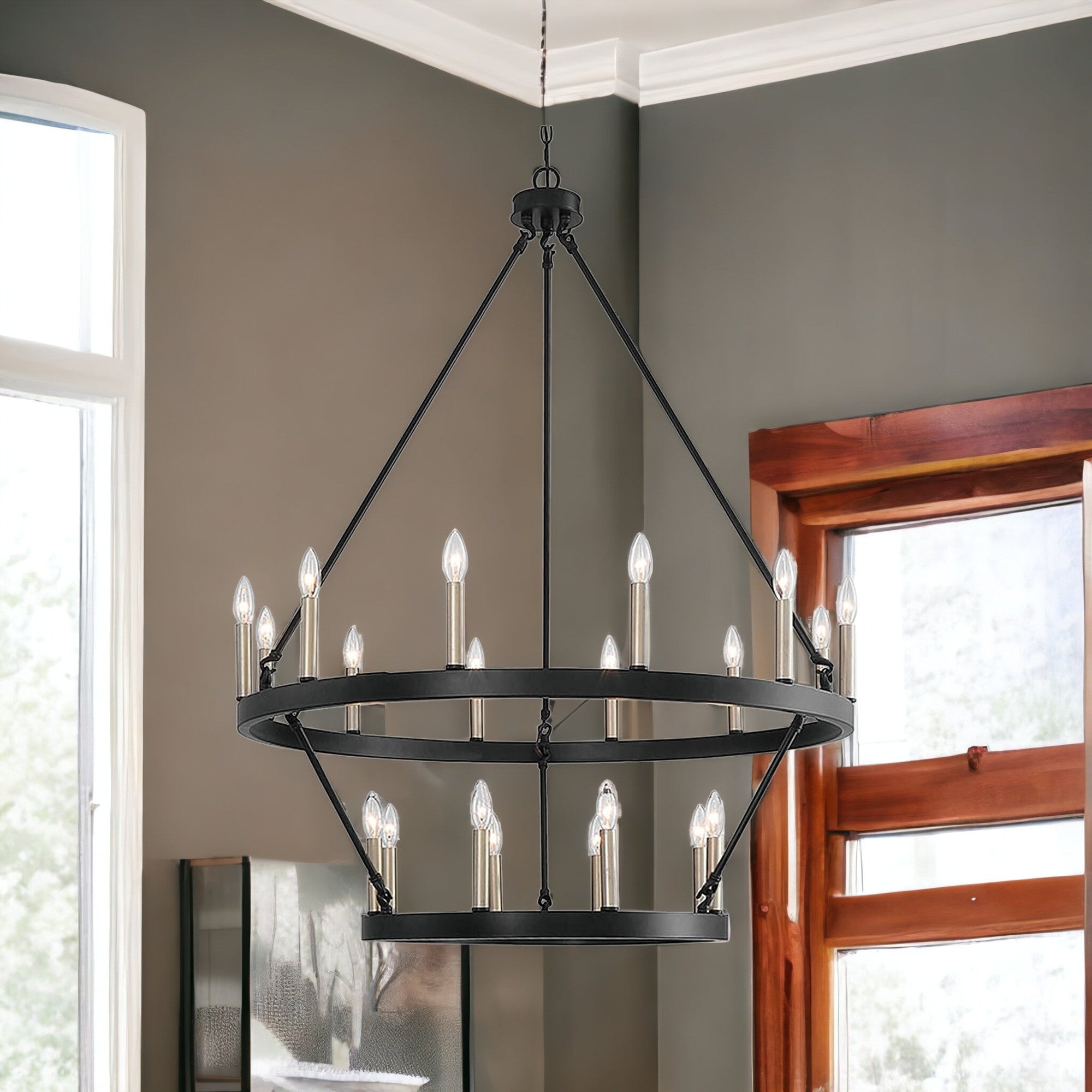 40" Dual Ring Contemporary Gothic Chandelier