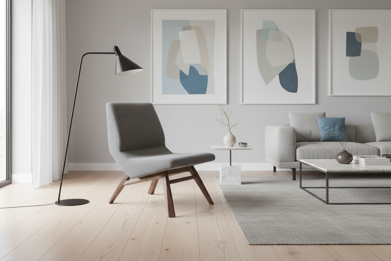 22" Gray Contemporary Lounge Slipper Chair