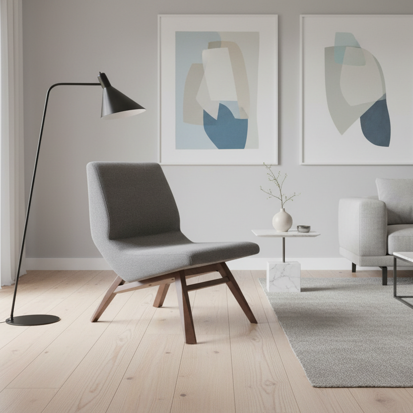 22" Gray Contemporary Lounge Slipper Chair