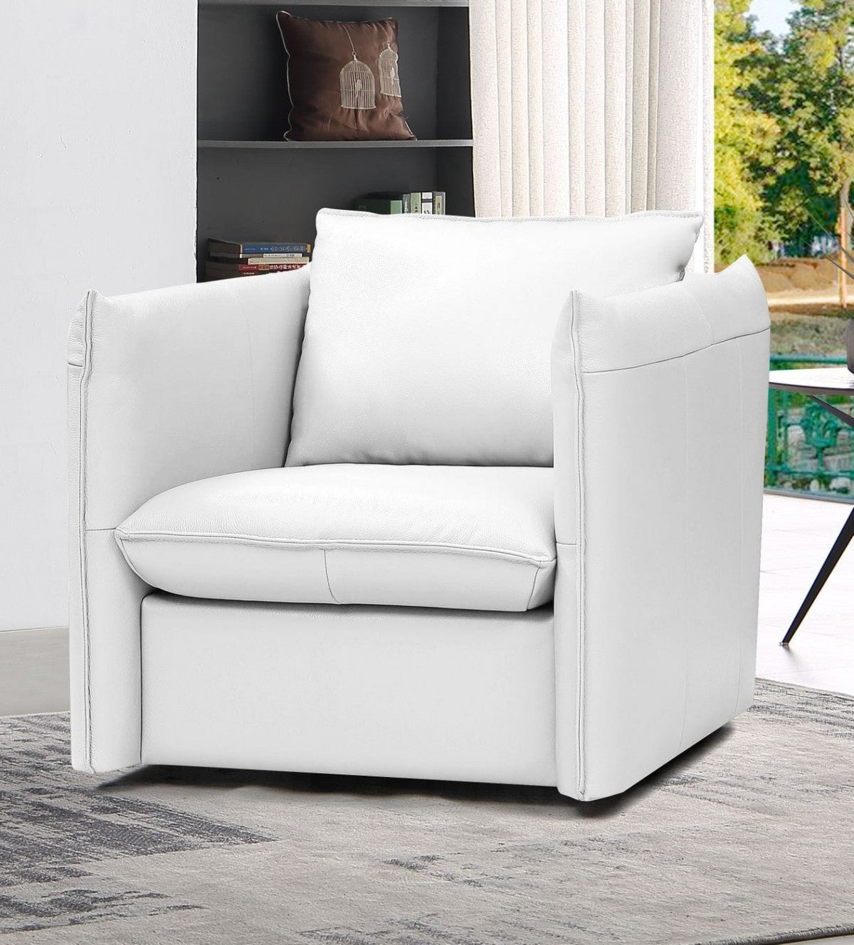 36" Leather Cushion Back Swivel Lounge Chair