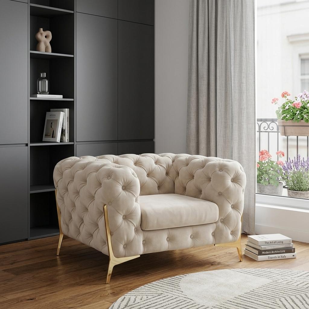 50" Velvet Tufted Modern Chesterfield Chair