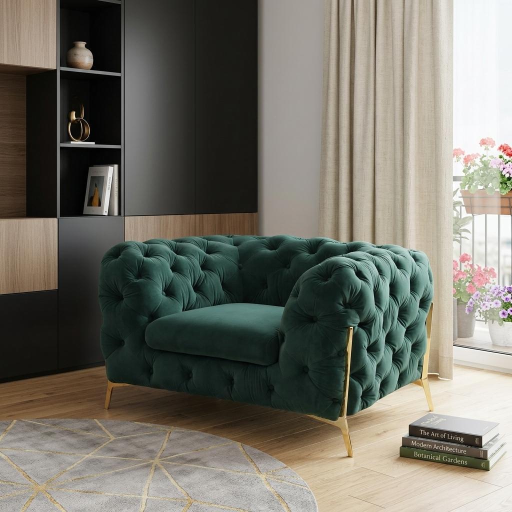 50" Velvet Tufted Modern Chesterfield Chair